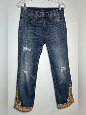 Polo Ralph Lauren Waverly straight Crop Jeans women’s 28 with Embroidered Hem